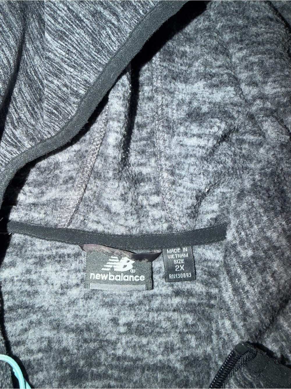 New Balance Charcoal Heather Full-Zip Hoodie with Mint Accents - Picture 4 of 5